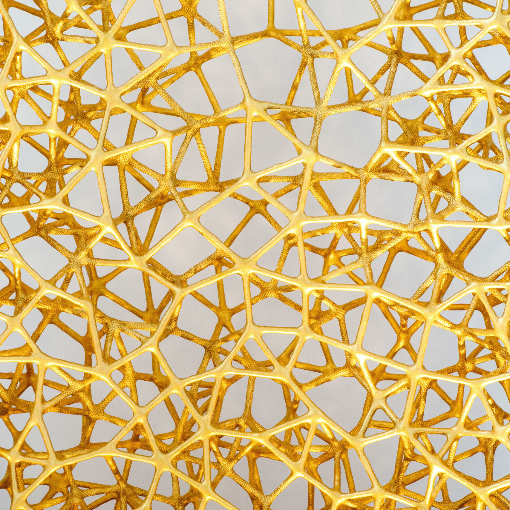 golden structure of 3d printed interior design element