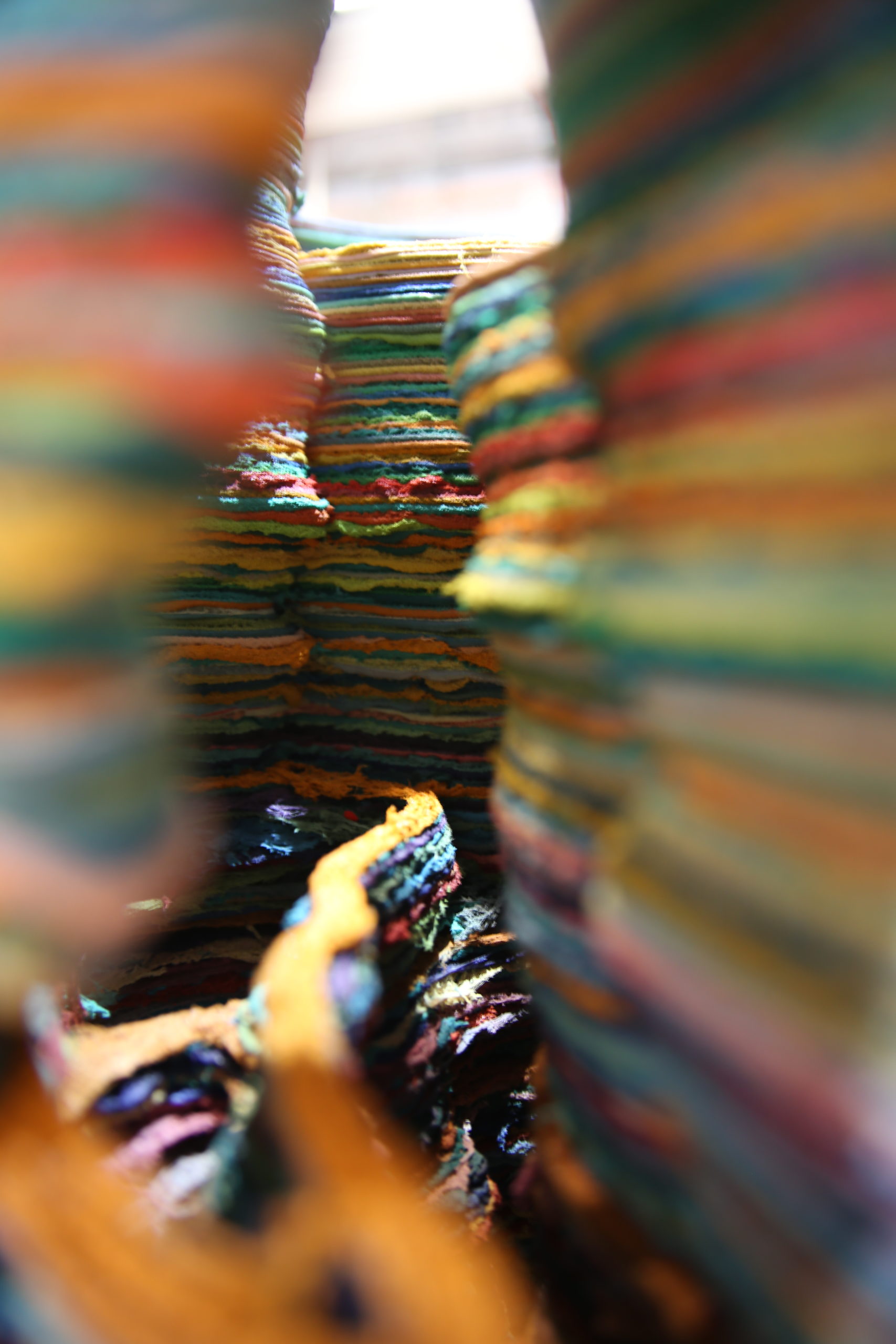 detail shoot of 3d printed sculpture with different colours