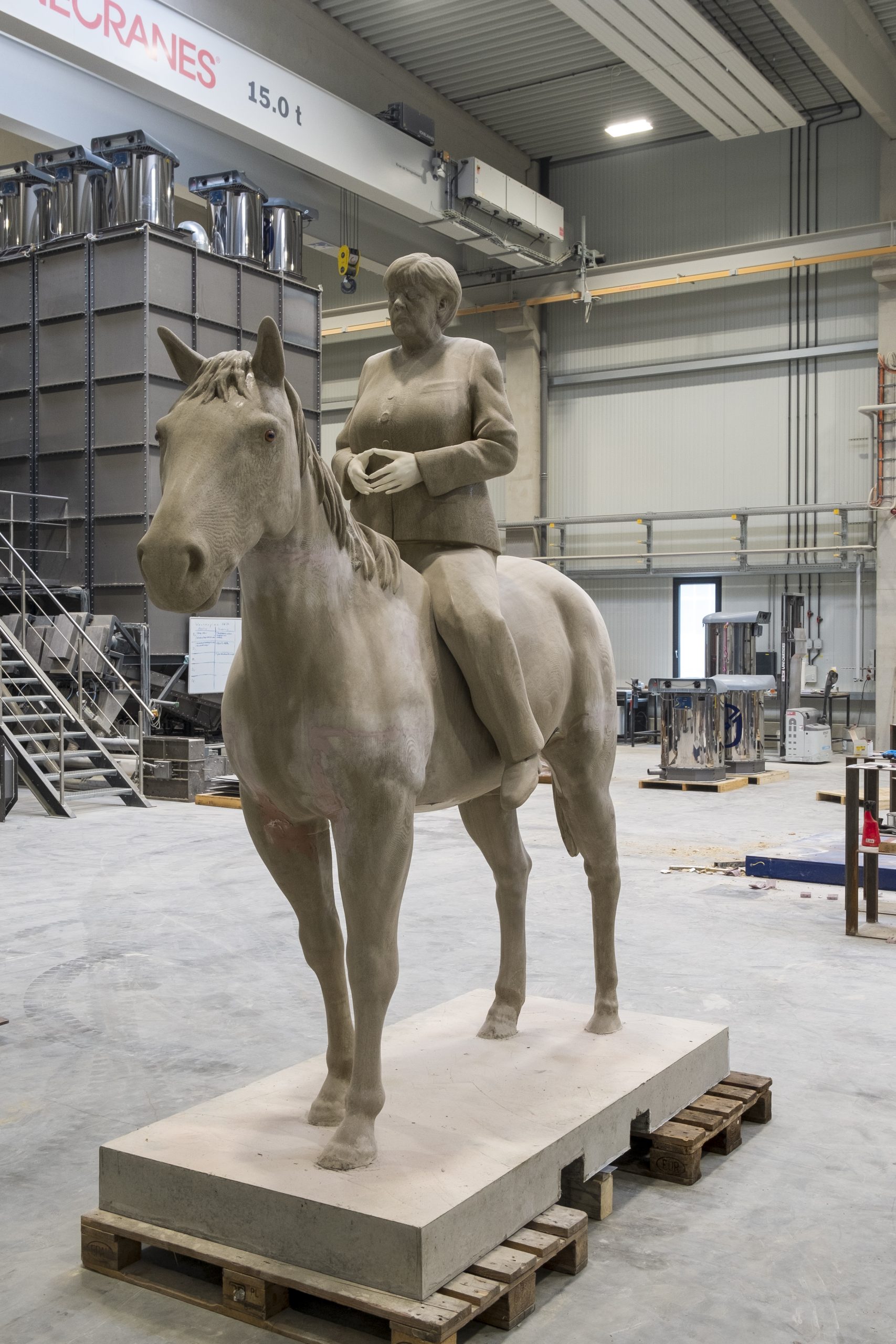 raw 3d print of equestrian statue of angela merkel